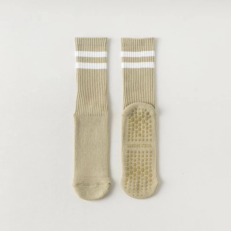 Non Slip Mid Tube Cotton Yoga Socks Cushioned Pilates Sports Socks