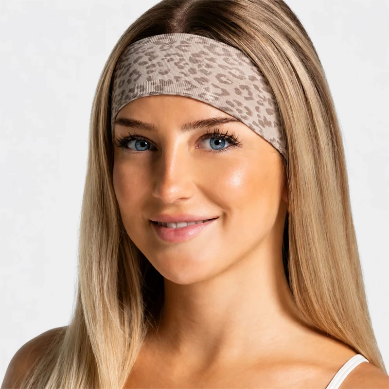 Fashion High Stretch Quick Dry Seamless Leopard Print Sports Headband