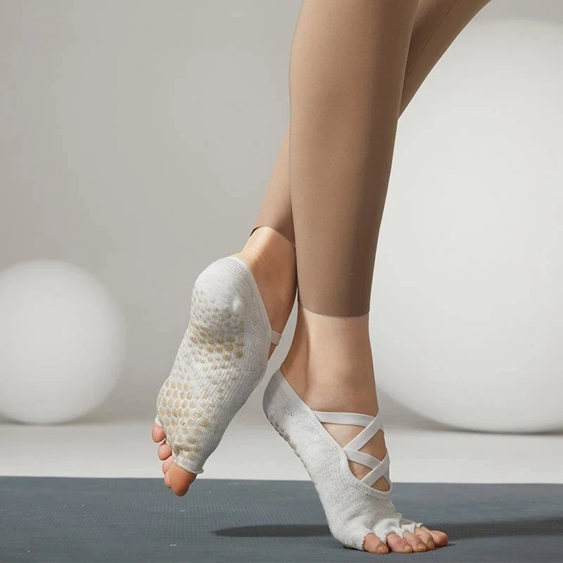 Non Slip Strappy Half Toe Dance Fitness Yoga Socks for Women